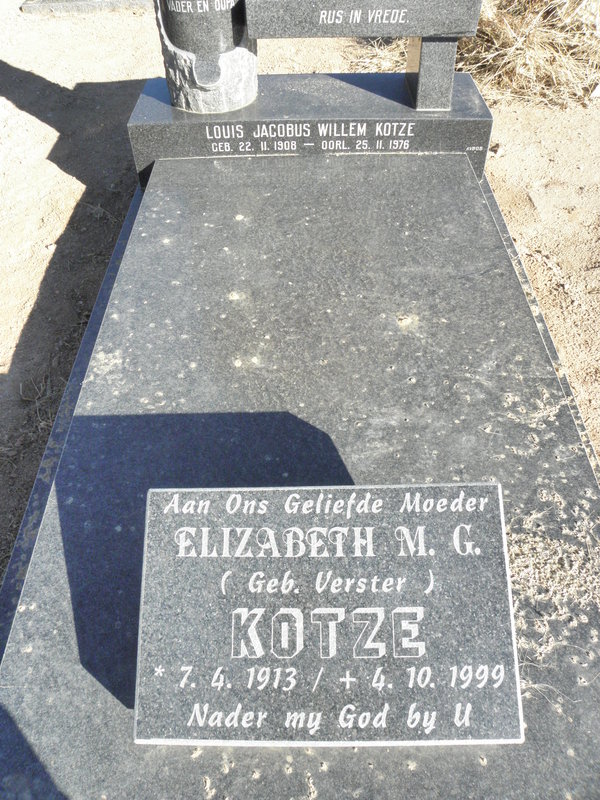 KOTZE Louis Jacobus Willem 1908-1976 &amp; Elizabeth M.G. VERSTER 1913-1999