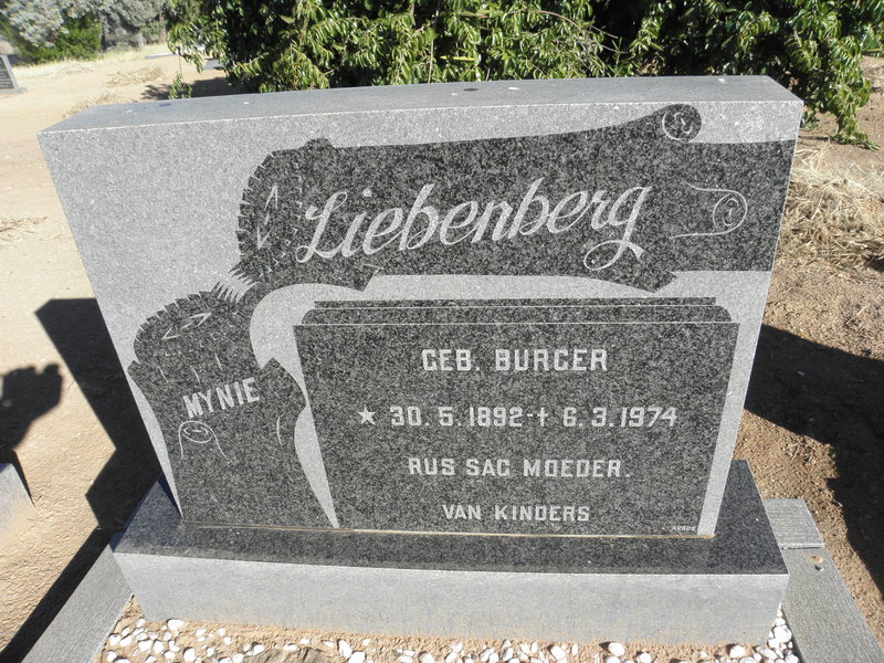 LIEBENBERG Mynie nee BURGER 1892-1974