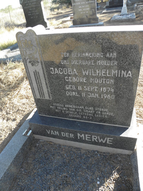 MERWE Jacoba Wilhelmina, van der nee MOUTON 1874-1960