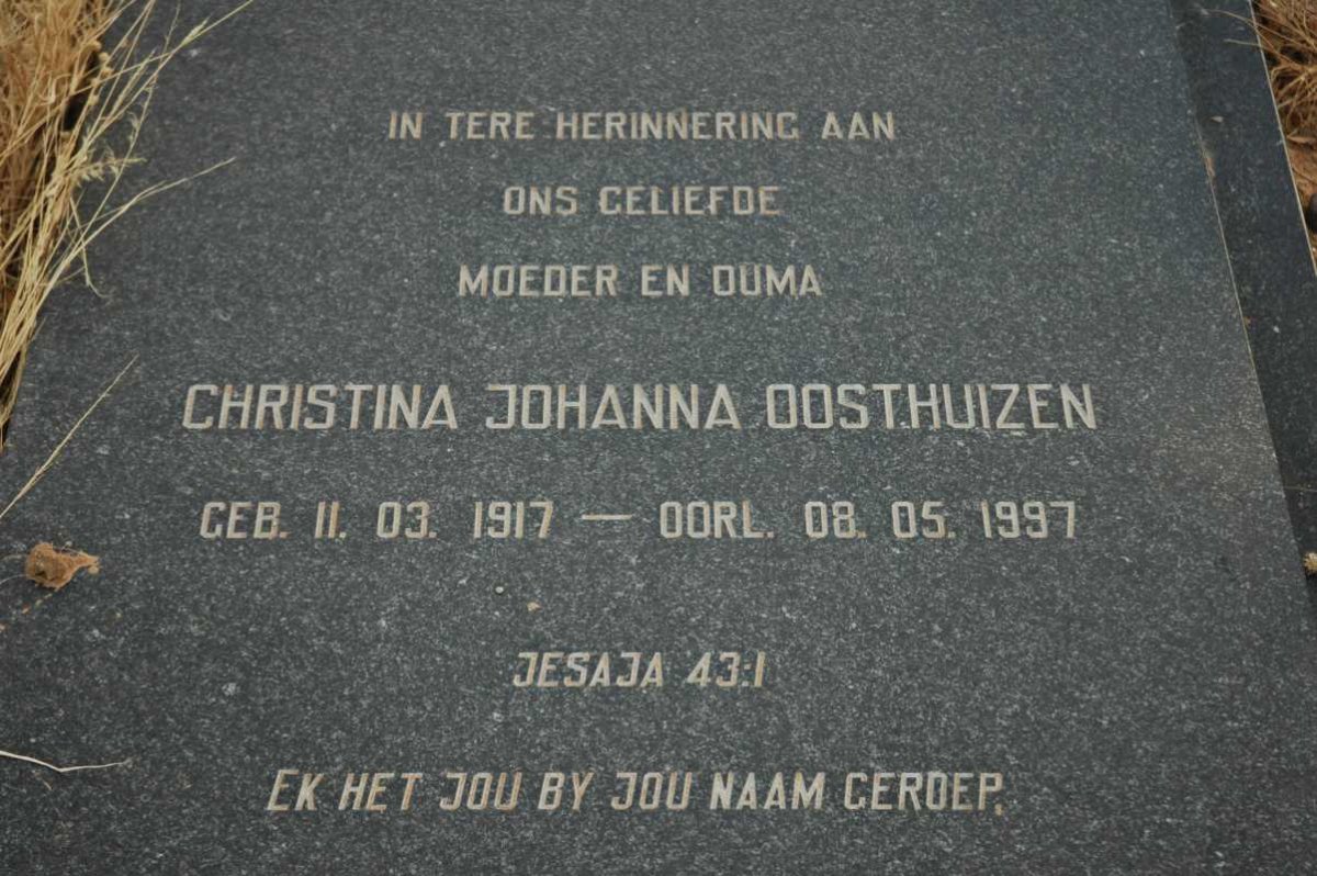 OOSTHUIZEN Christina Johanna 1917-1997