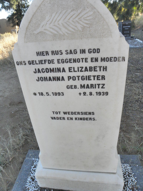 POTGIETER Jacomina Elizabeth Johanna nee MARITZ 1893-1939