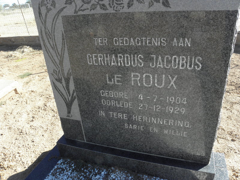 ROUX Gerhardus Jacobus, le 1904-1929