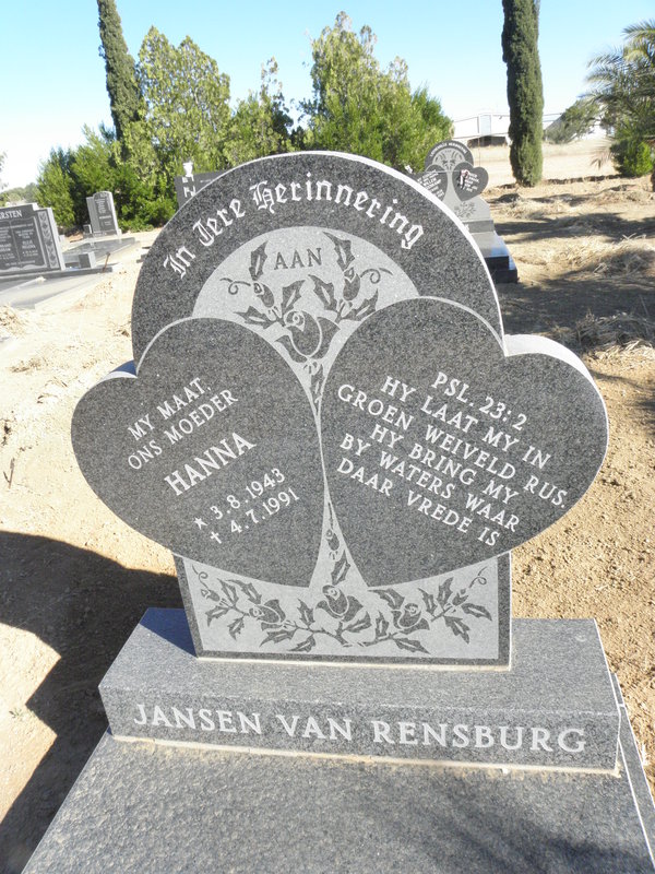 RENSBURG Hanna, Jansen van 1943-1991