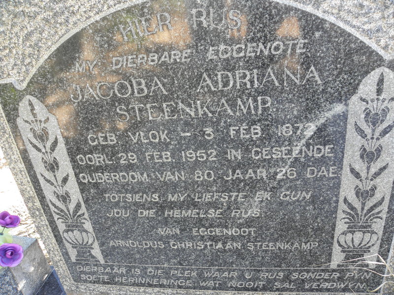 STEENKAMP Jacoba Adriana nee VLOK 1872-1952