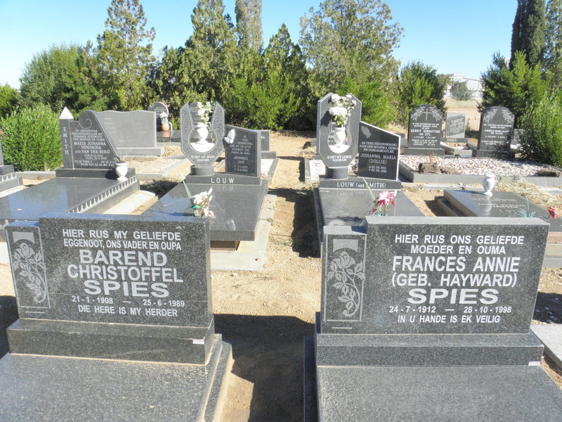 SPIES Barend Christo 1908-1989 &amp; Frances Annie HAYWARD 1912-1998