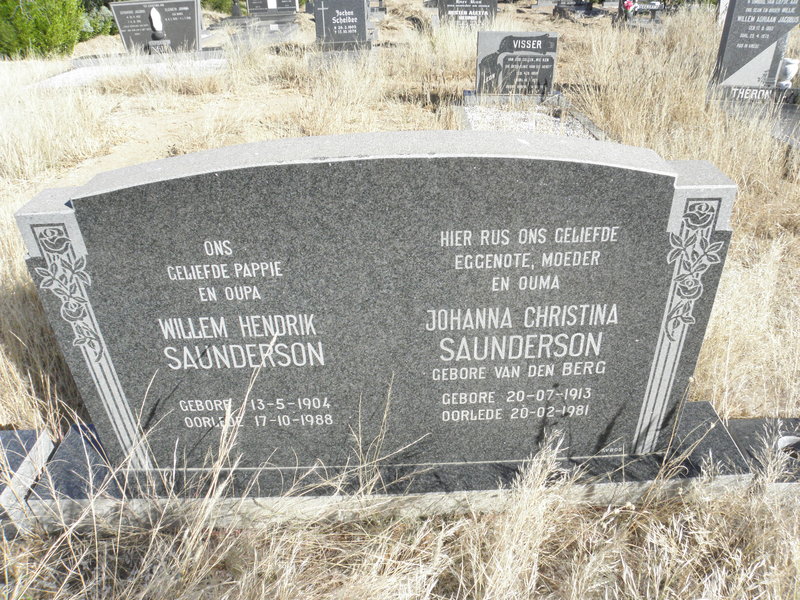 SAUNDERSON Willem Hendrik 1904-1988 &amp; Johanna Christina VAN DEN BERG 1913-1981