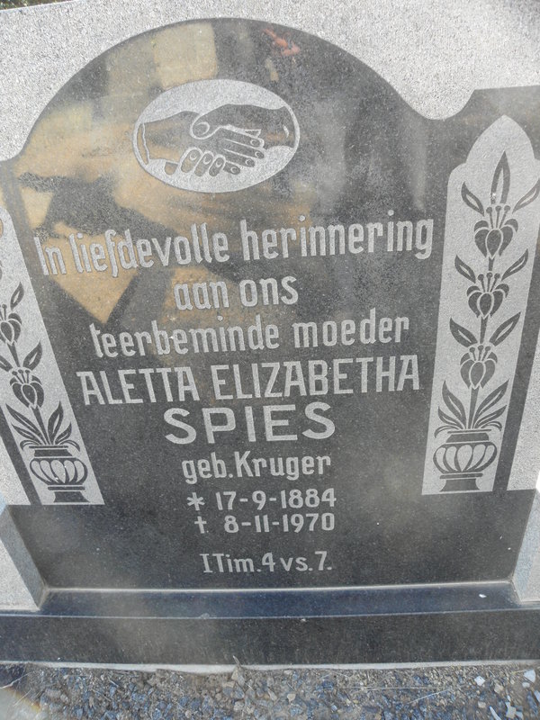 SPIES Aletta Elizabetha nee KRUGER 1884-1970