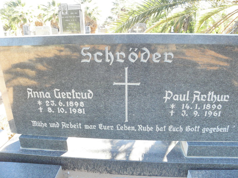SCHRÖDER Paul Arthur 1890-1961 &amp; Anna Gertrud 1898-1981