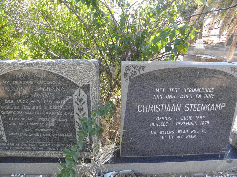 STEENKAMP Christiaan 1882-1975 &amp; Jacoba Adriana VLOK 1872-1952