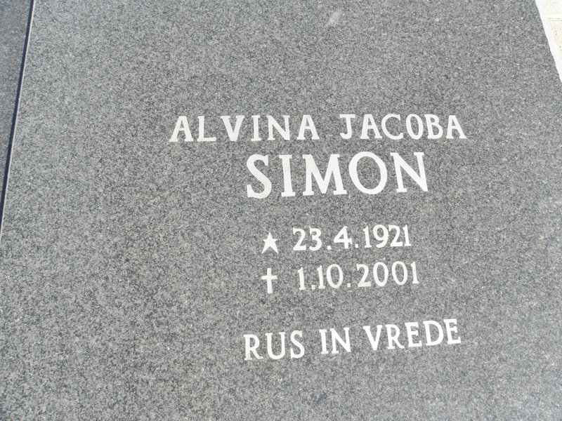 SIMON Alvina Jacoba 1921-2001