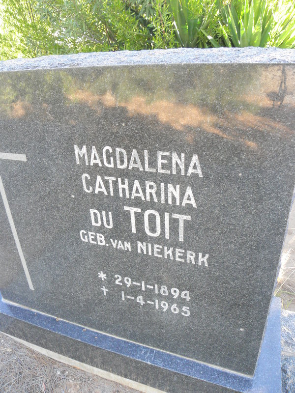 TOIT Magdalena Catharina, du nee VAN NIEKERK 1894-1965