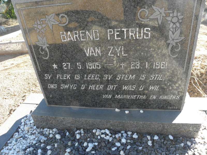 ZYL Barend Petrus, van 1905-1961