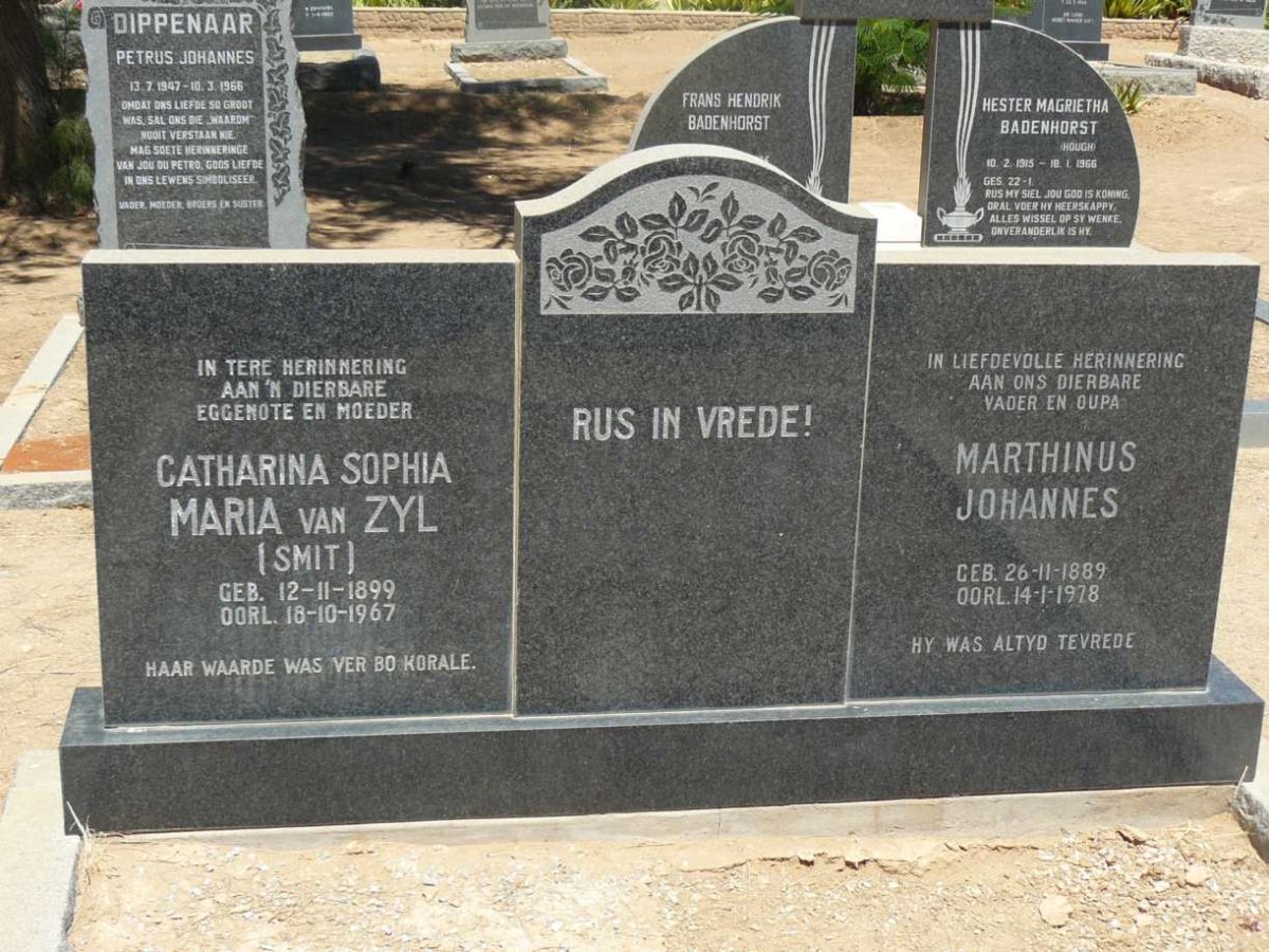ZYL Marthinus Johannes, van 1889-1978 &amp; Catharina Sophia Maria SMIT 1899-1967