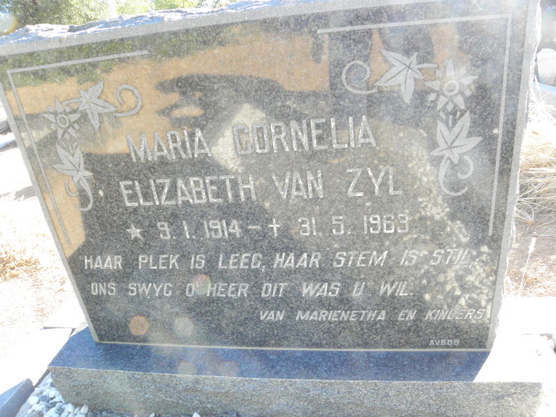 ZYL Maria Cornelia Elizabeth, van 1914-1963