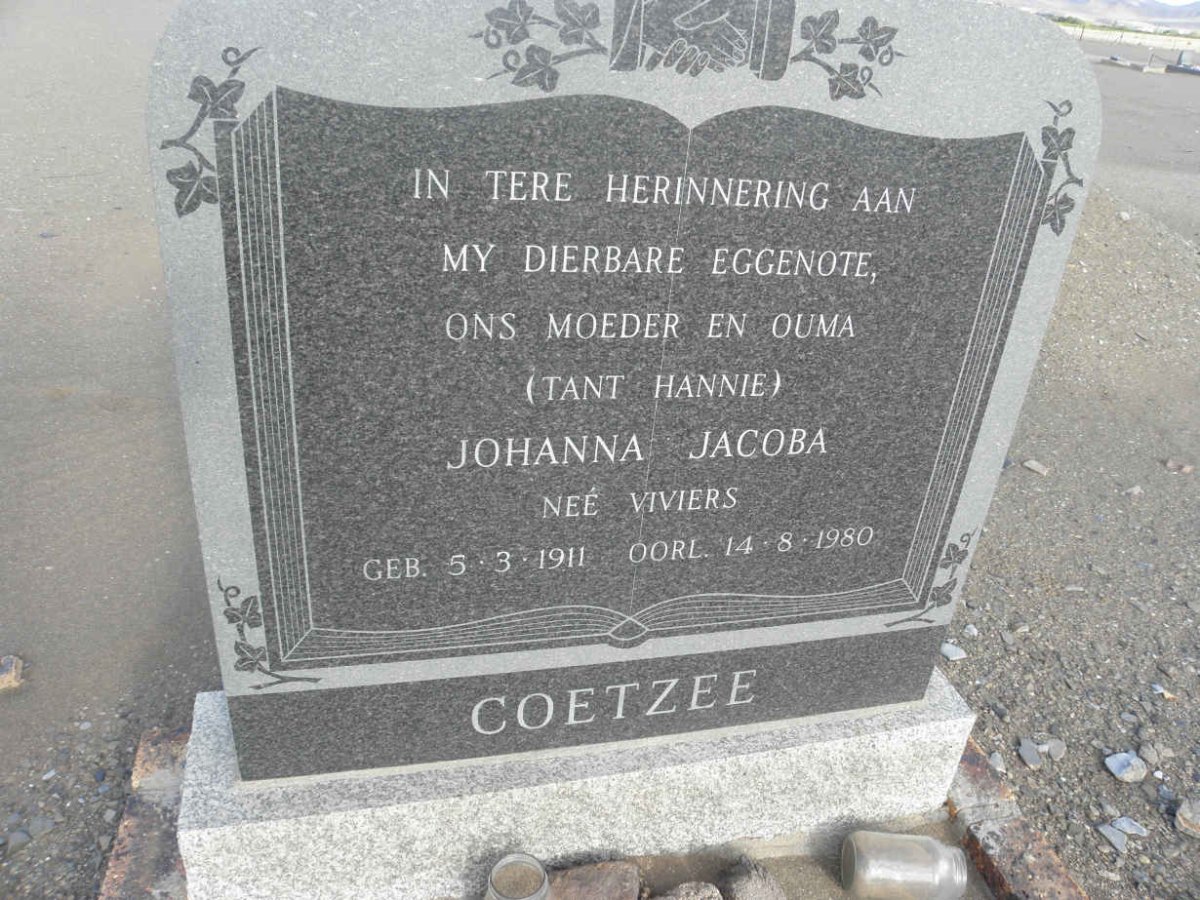 COETZEE Johanna Jacoba nee VIVIERS 1911-1980