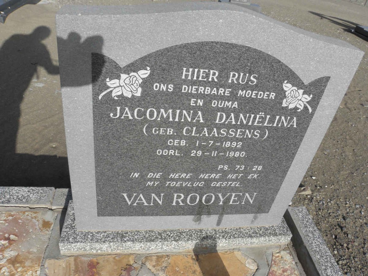 ROOYEN Jacomina Danielina, van nee CLAASSENS 1892-1980