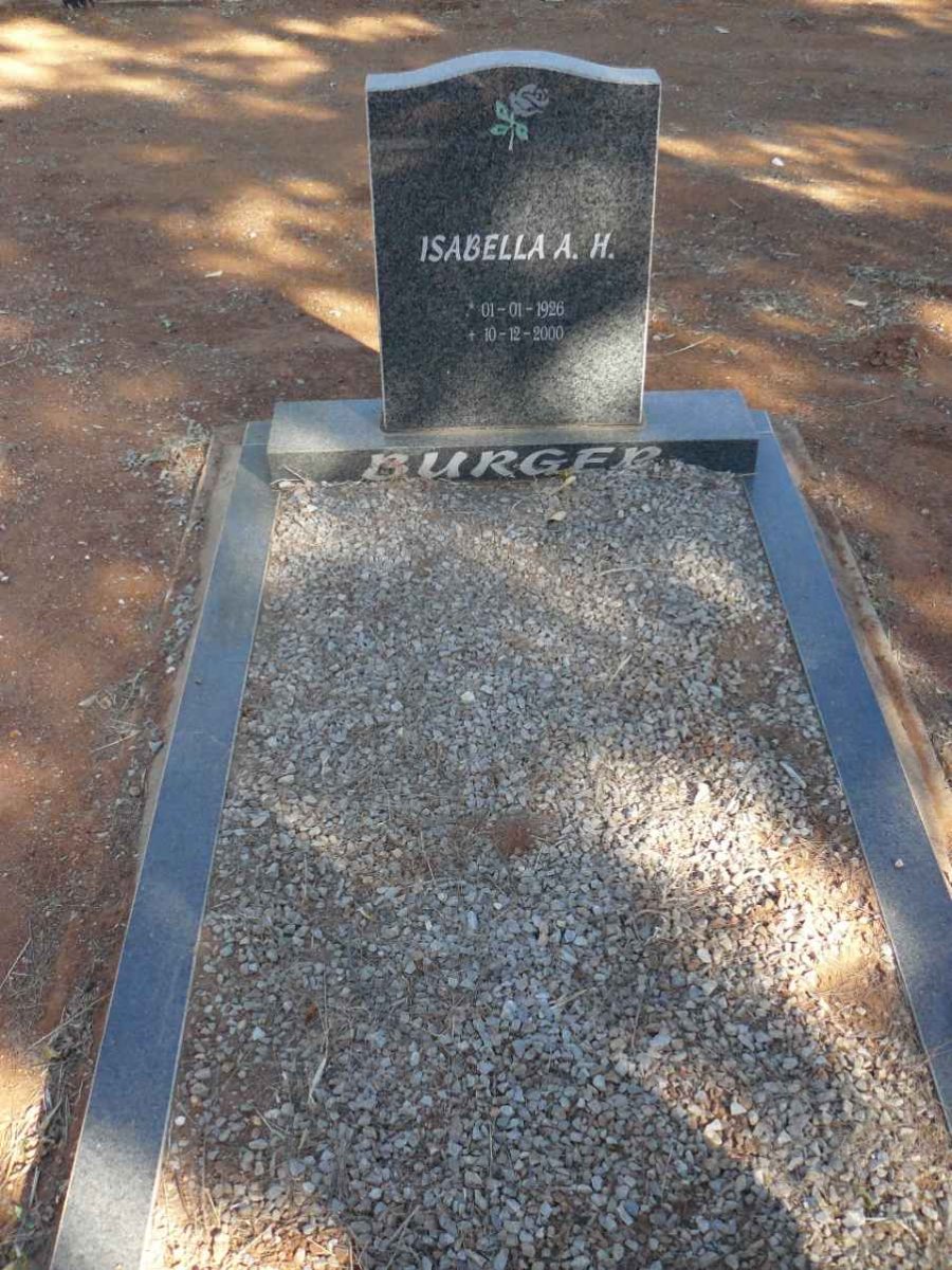 BURGER Isabella A.H. 1926-2000