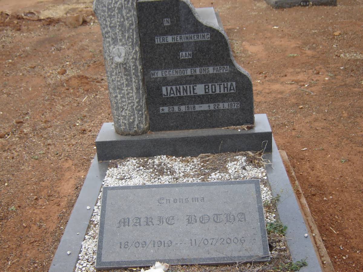 BOTHA Jannie 1918-1972 &amp; Marie 1919-2006