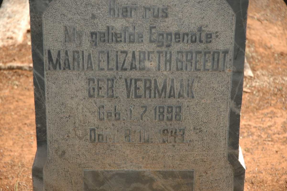 BREEDT Maria Elizabeth nee VERMAAK 1898-1943