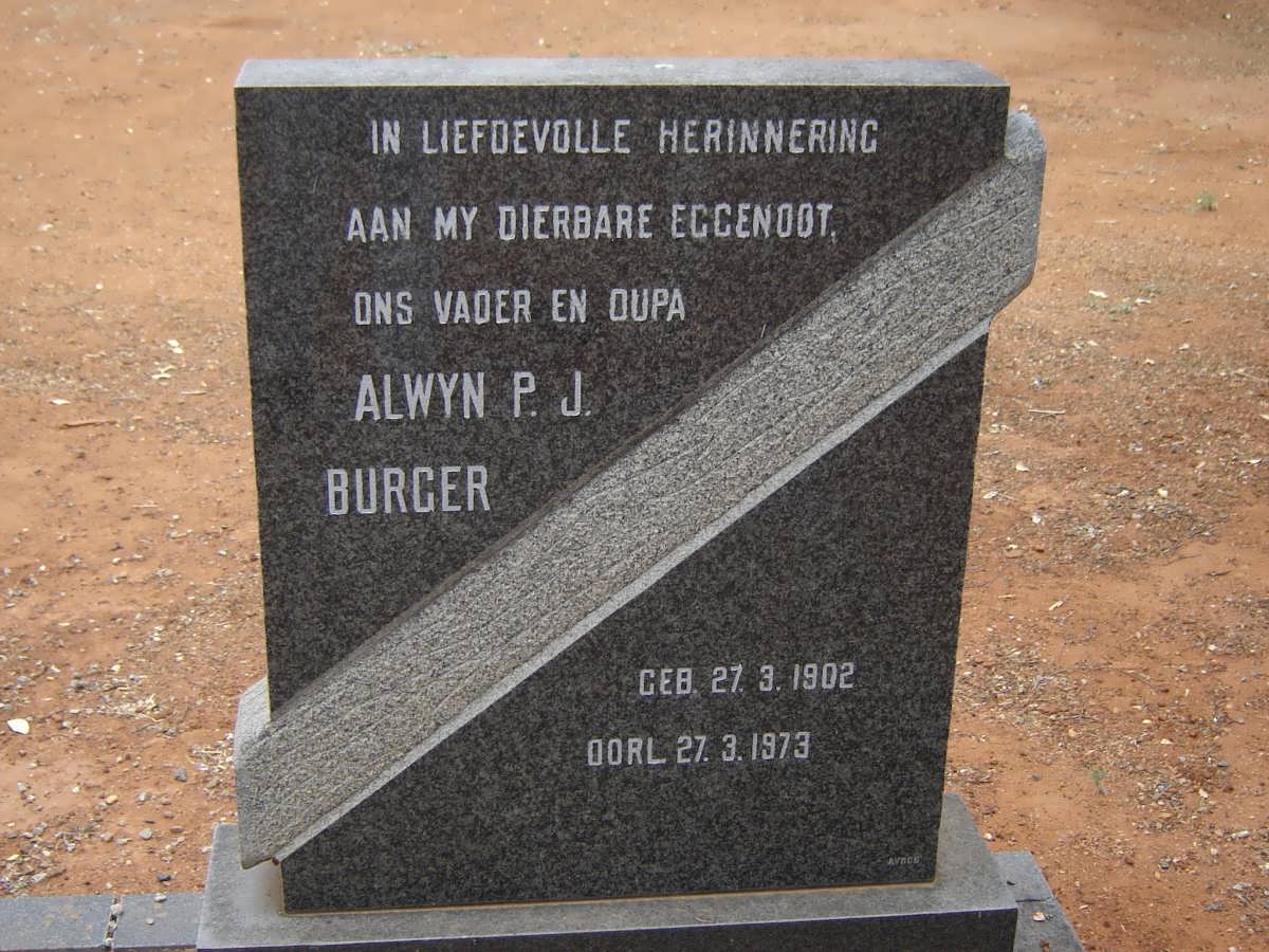 BURGER Alwyn P.J.  1902-1973