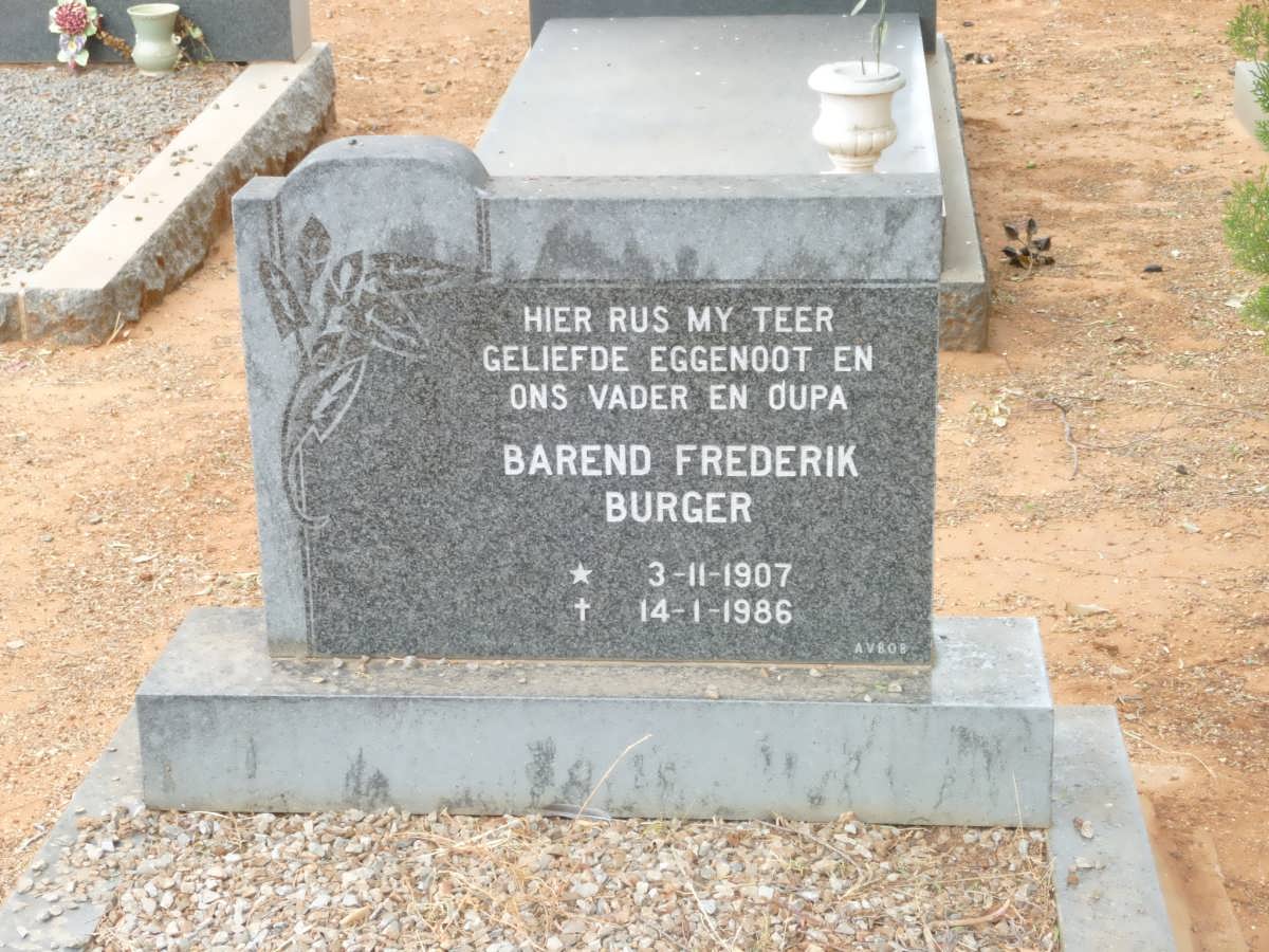 BURGER Barend Frederik 1907-1986