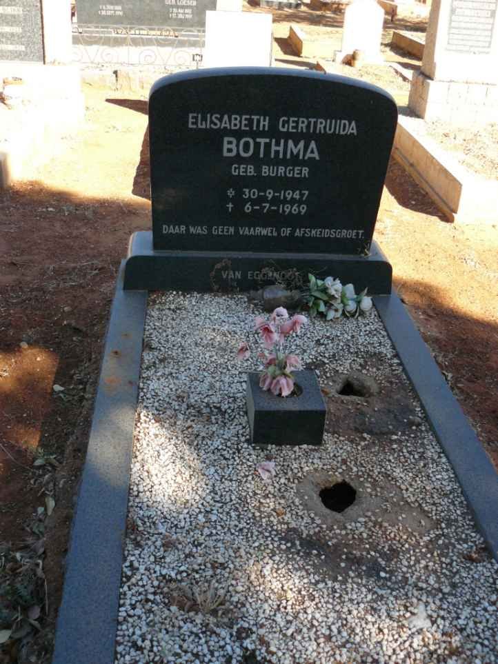 BOTHMA Elisabeth Gertruida nee BURGER 1947-1969