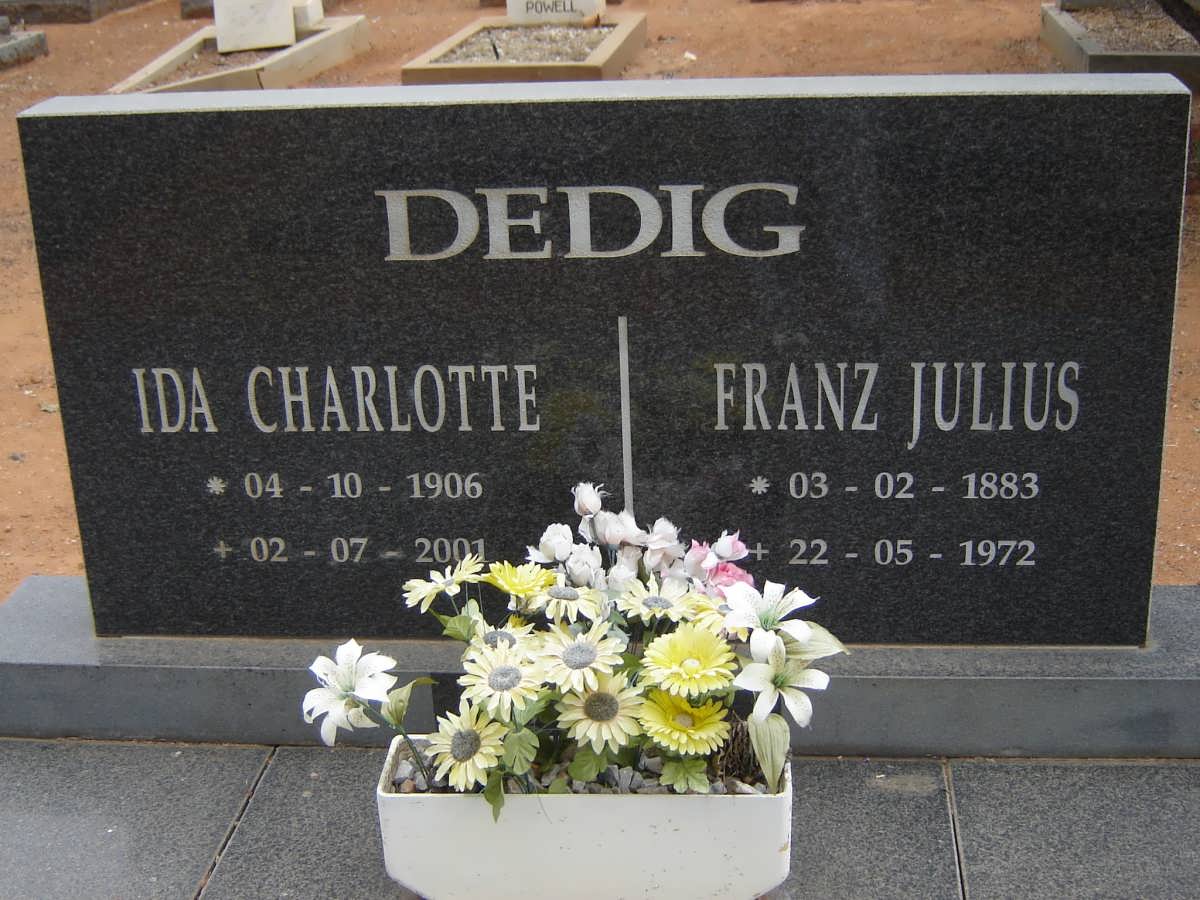 DEDIG Franz Julius 1883-1972 &amp; Ida Charlotte 1906-2001