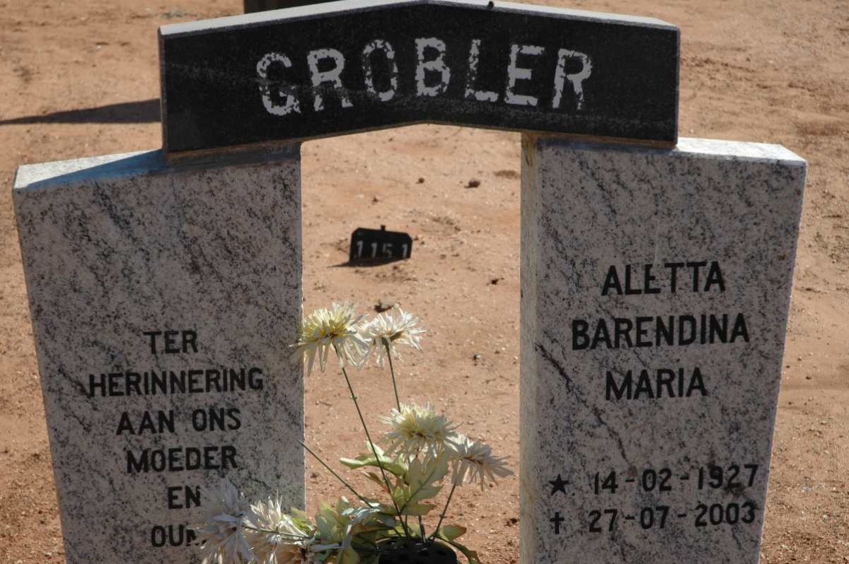 GROBLER Aletta Barendina Maria 1927-2003