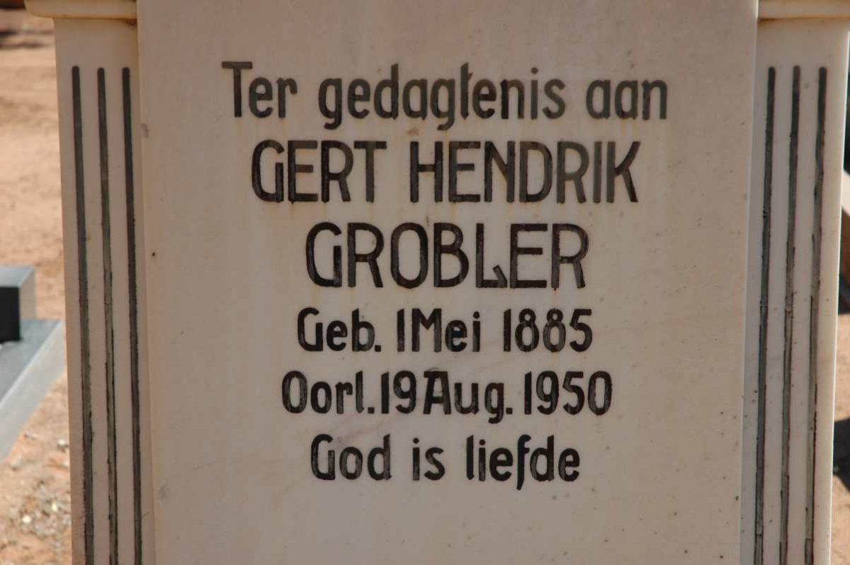 GROBLER Gert Hendrik 1885-1950