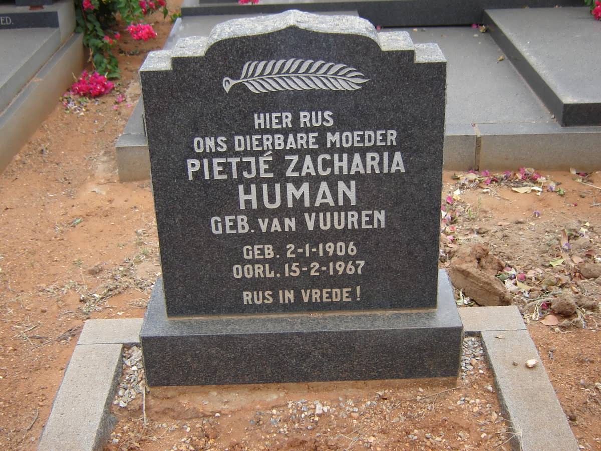 HUMAN Pietje Zacharia nee VAN VUUREN 1906-1967