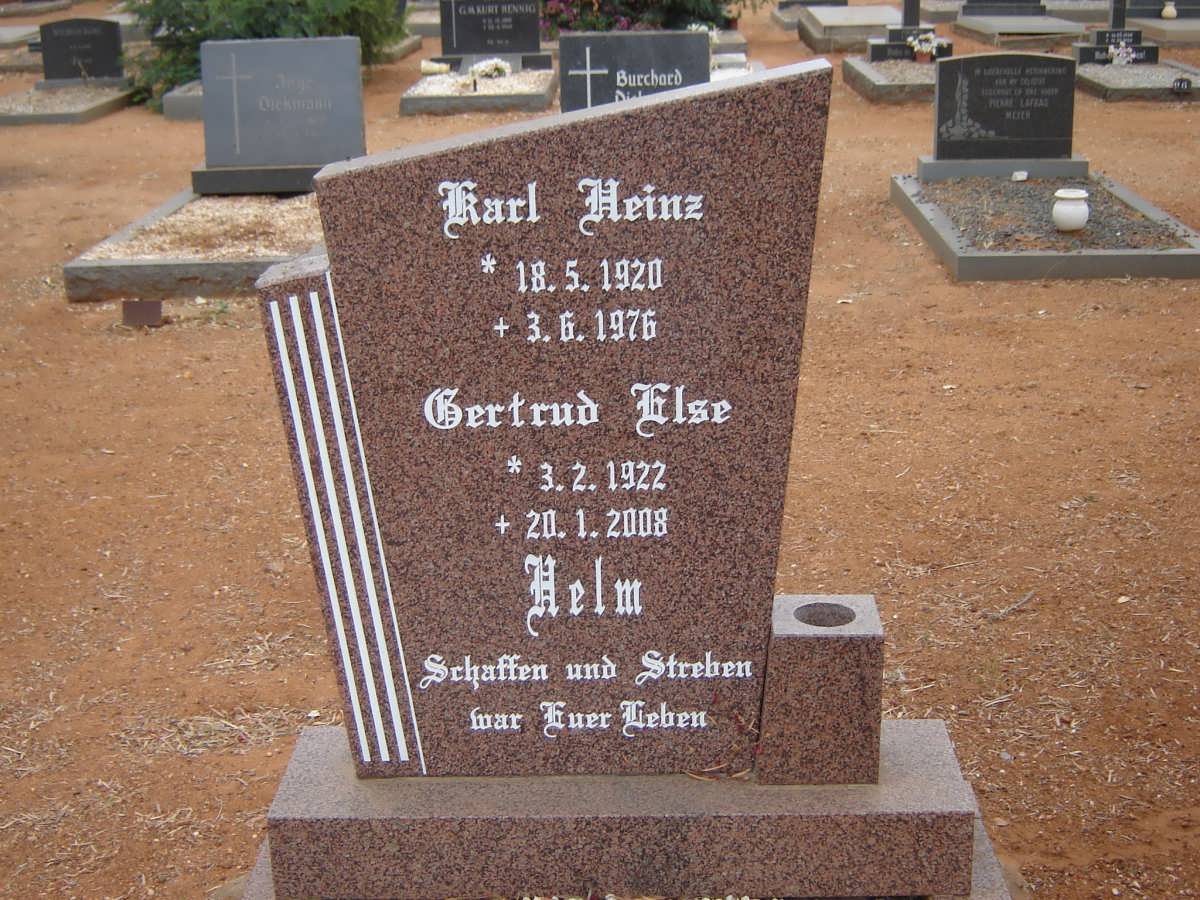HELM Karl Heinz 1920-1976 &amp; Gertrud Else 1922-2008