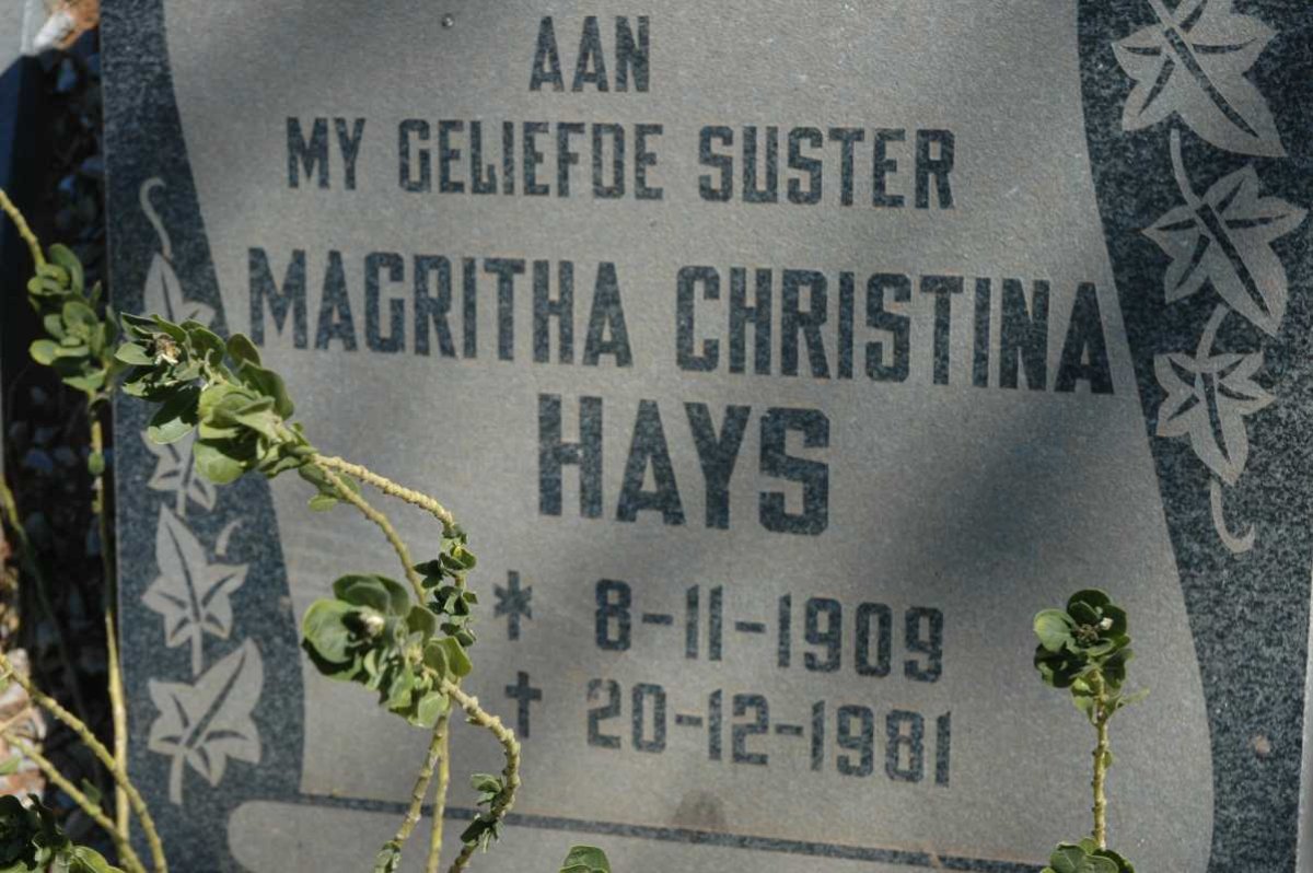 HAYS Magritha Christina 1909-1981