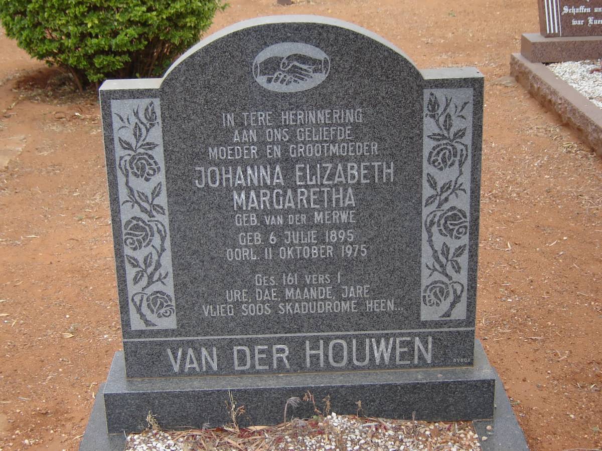 HOUWEN Johanna Elizabeth Margaretha, van der 1895-1975