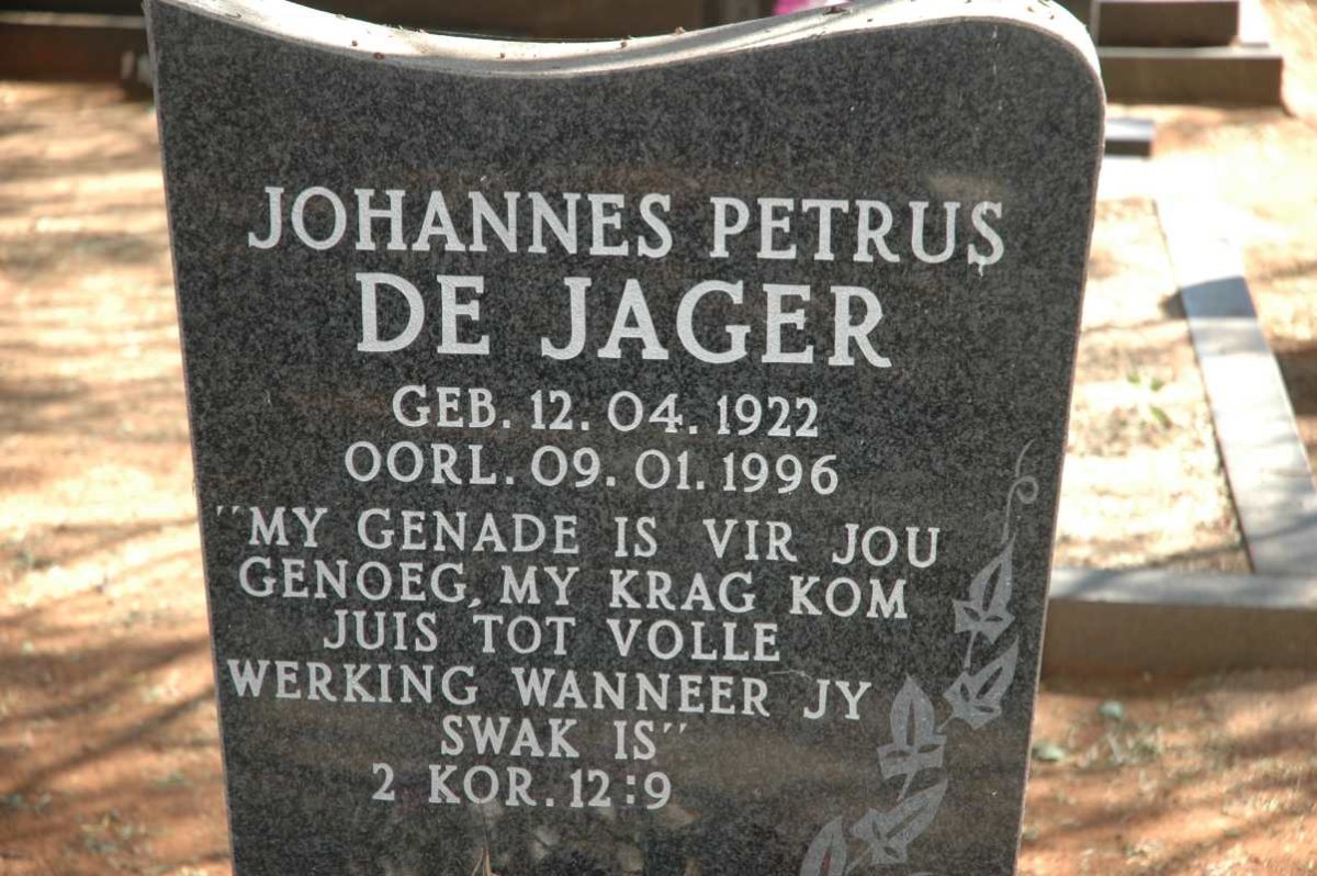 JAGER Johannes Petrus, de 1922-1996