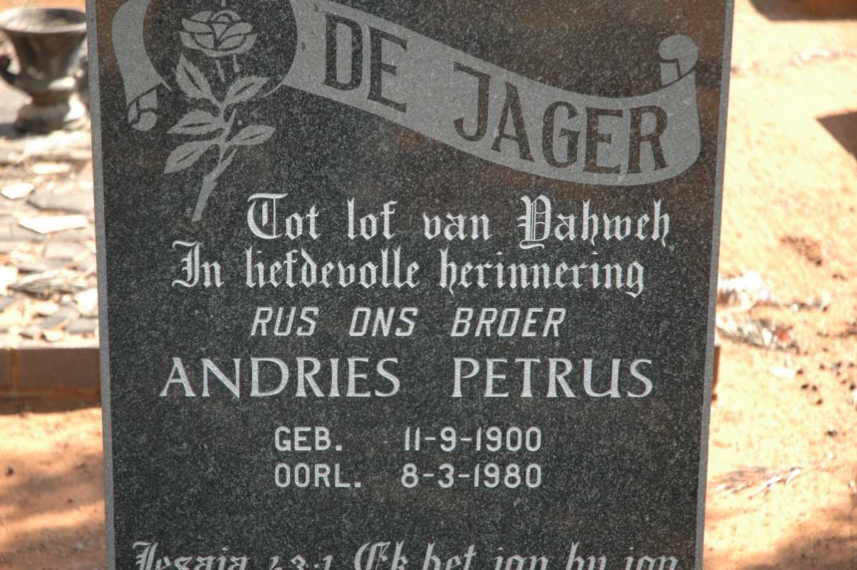 JAGER Andries Petrus, de 1900-1980