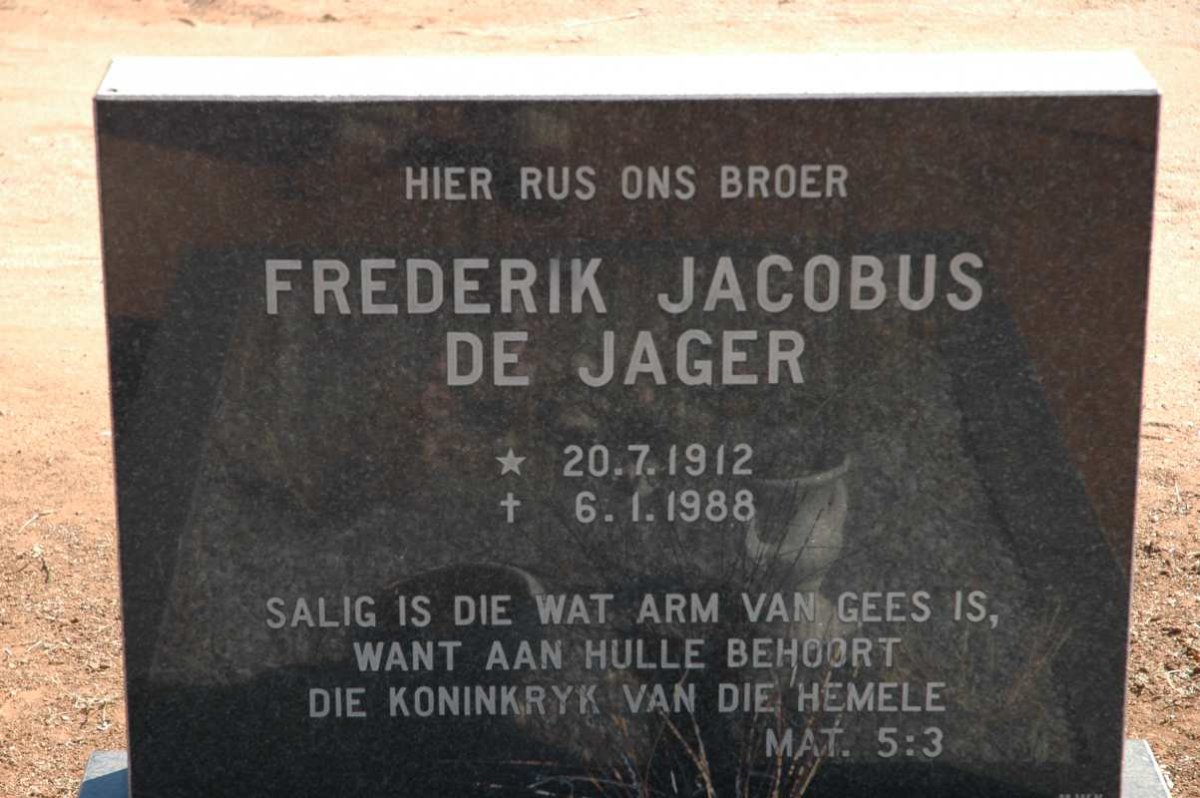 JAGER Frederik Jacobus, de 1912-1988
