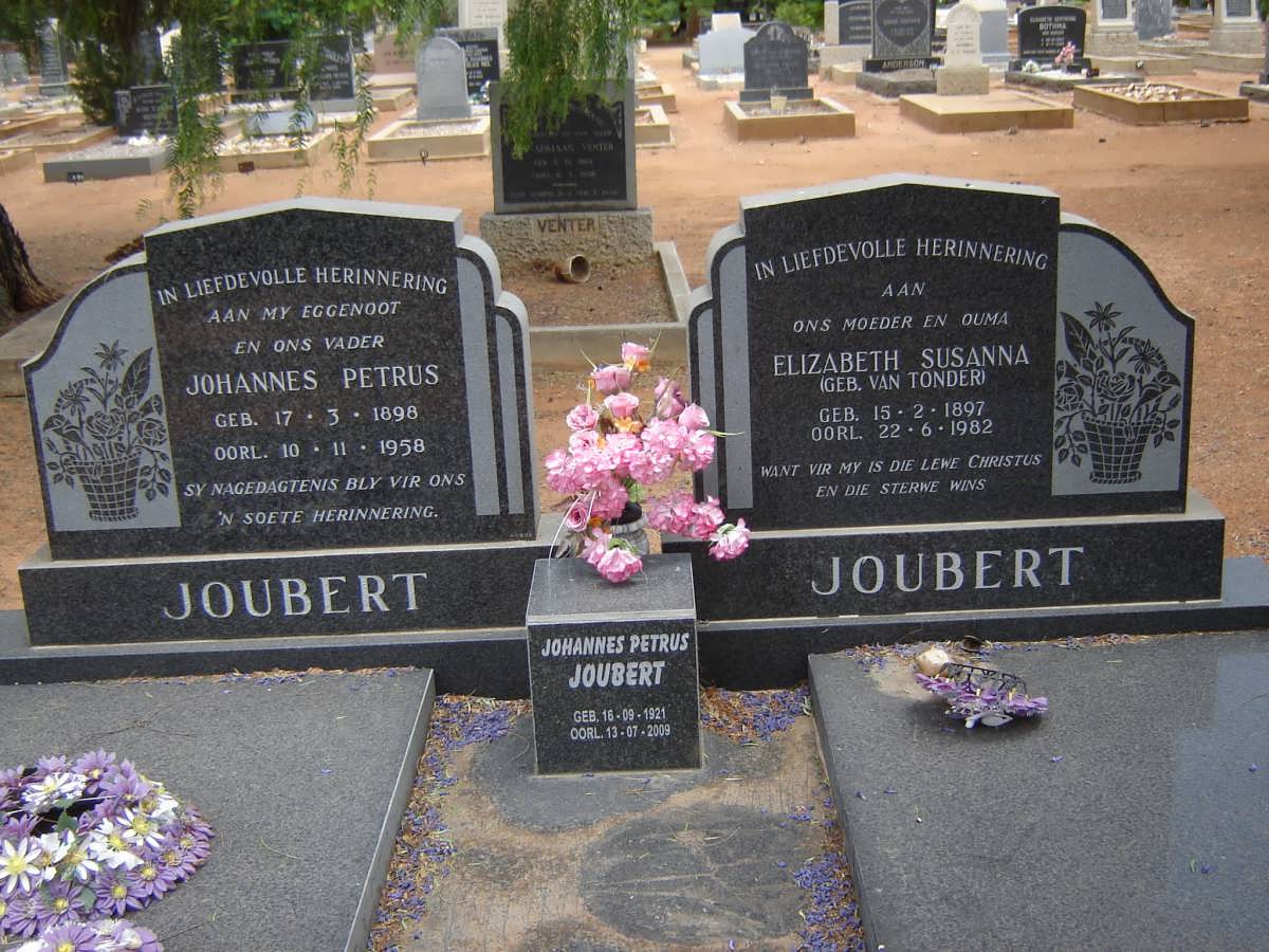 JOUBERT Johannes Petrus 1898-1958 &amp; Elizabeth Susanna VAN TONDER 1897-1982 :: JOUBERT Johannes Petrus 1921-2009