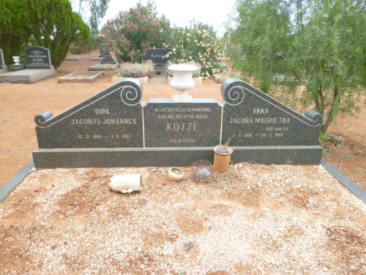 KOTZE Dirk Jacobus Johannes 1884-1967 &amp; Anna Jacoba Magrietha 1890-1963