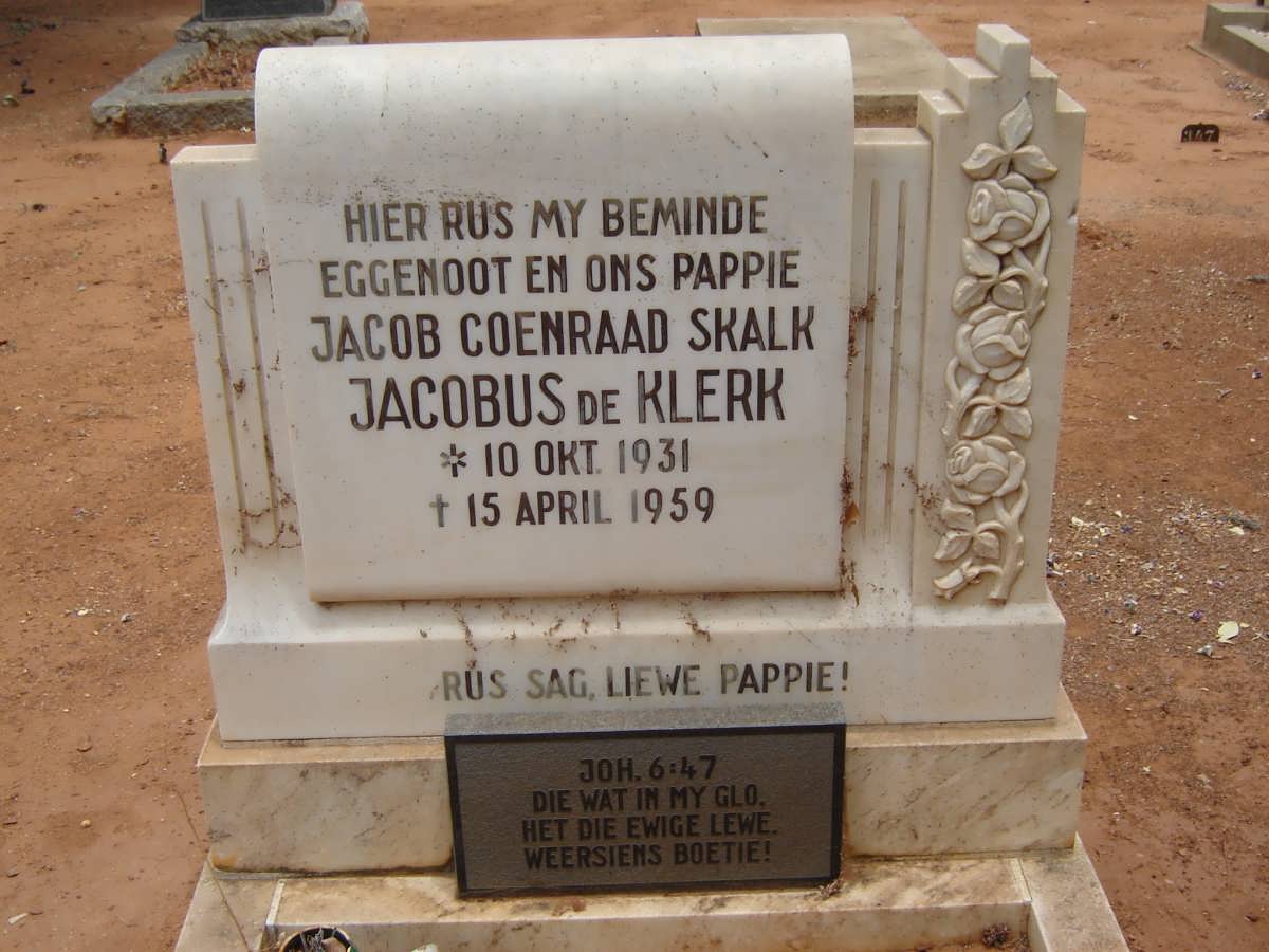 KLERK Jacob Coenraad Skalk Jacobus, de 1931-1959