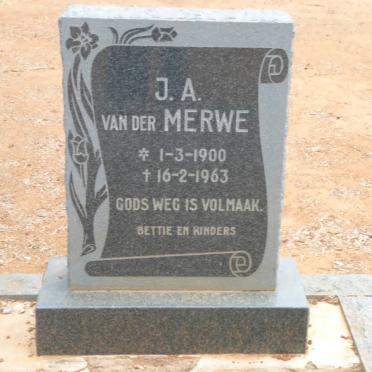 MERWE J.A., van der 1900-1963