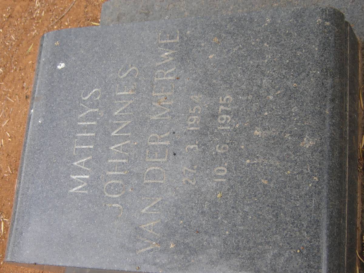 MERWE Mathys Johannes, van der 1954-1975
