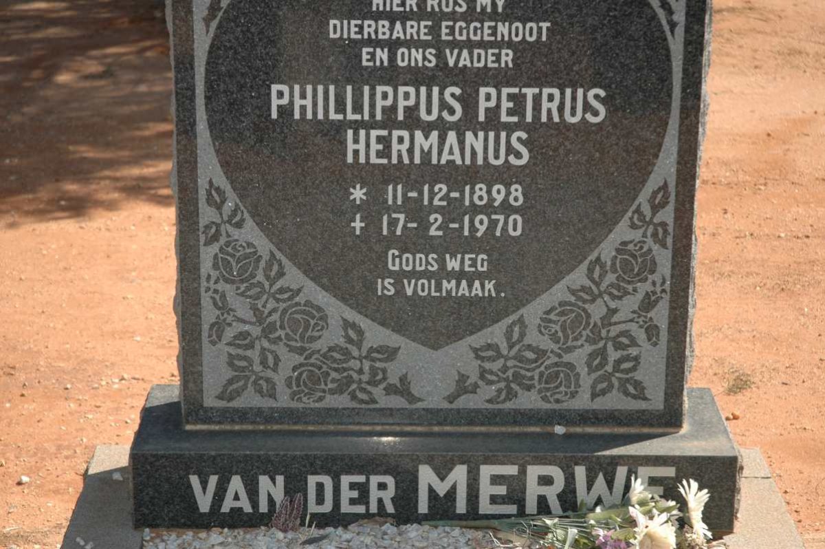MERWE Phillippus Petrus Hermanus, van der 1898-1970