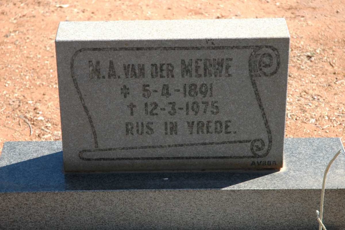 MERWE M.A., van der 1891-1975