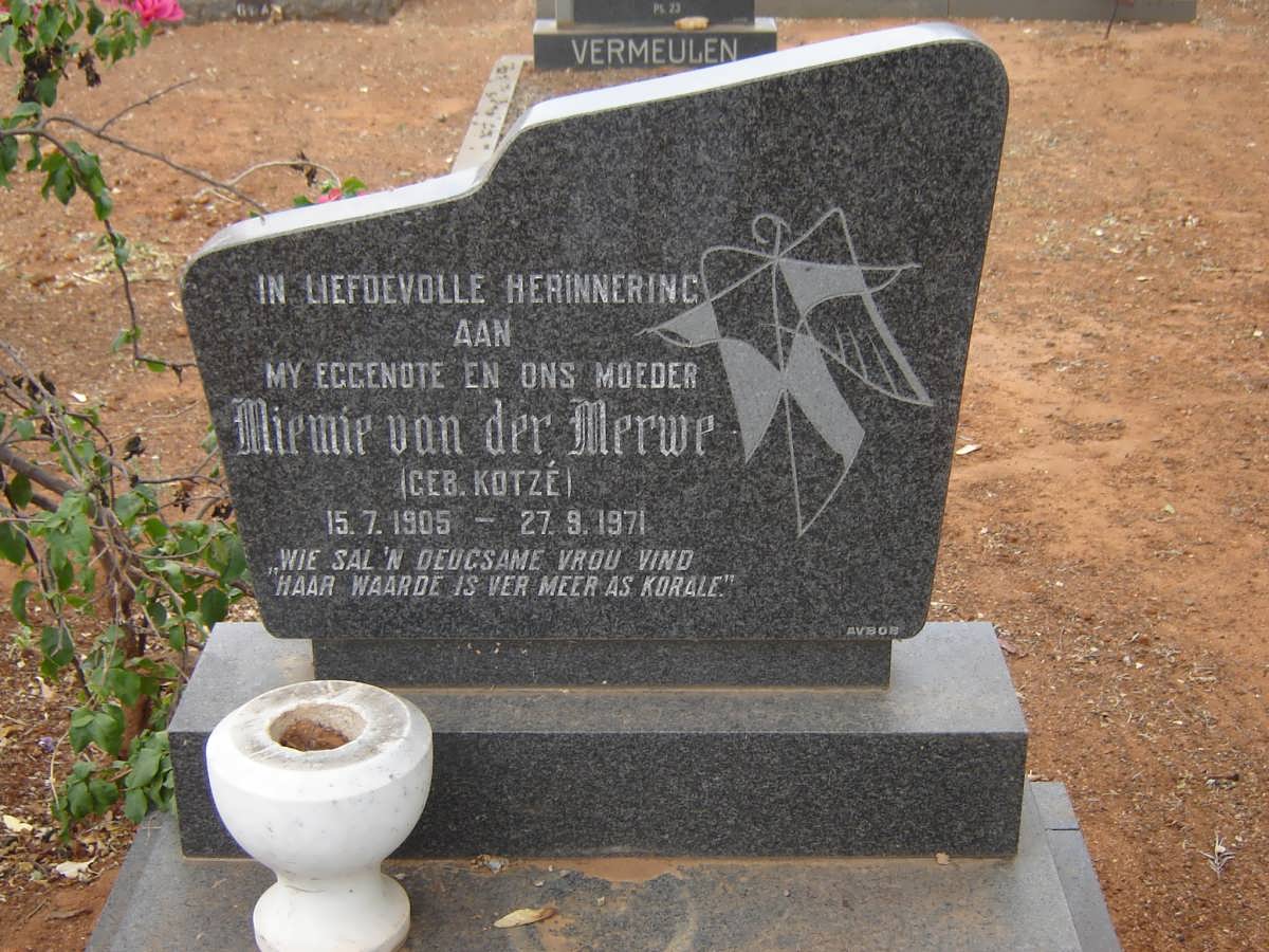 MERWE Miemie, van der nee KOTZE 1905-1971