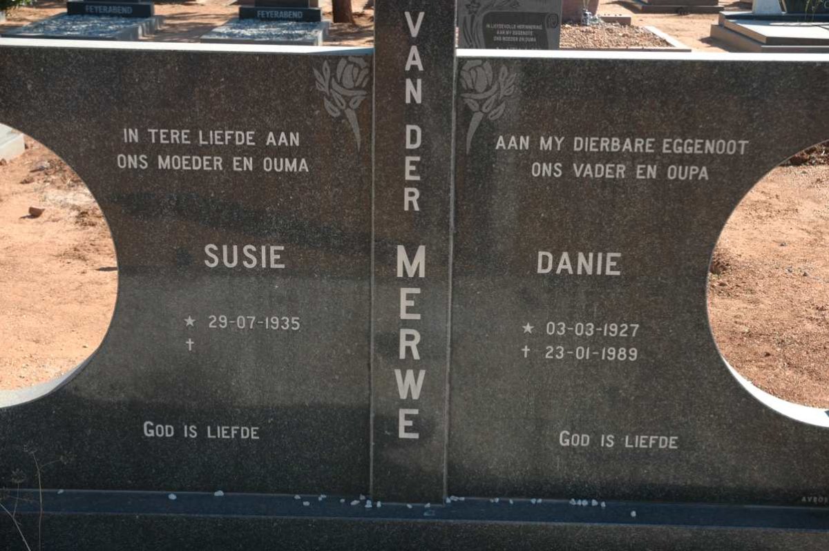 MERWE Danie, van der 1927-1989 &amp; Susie 1935-