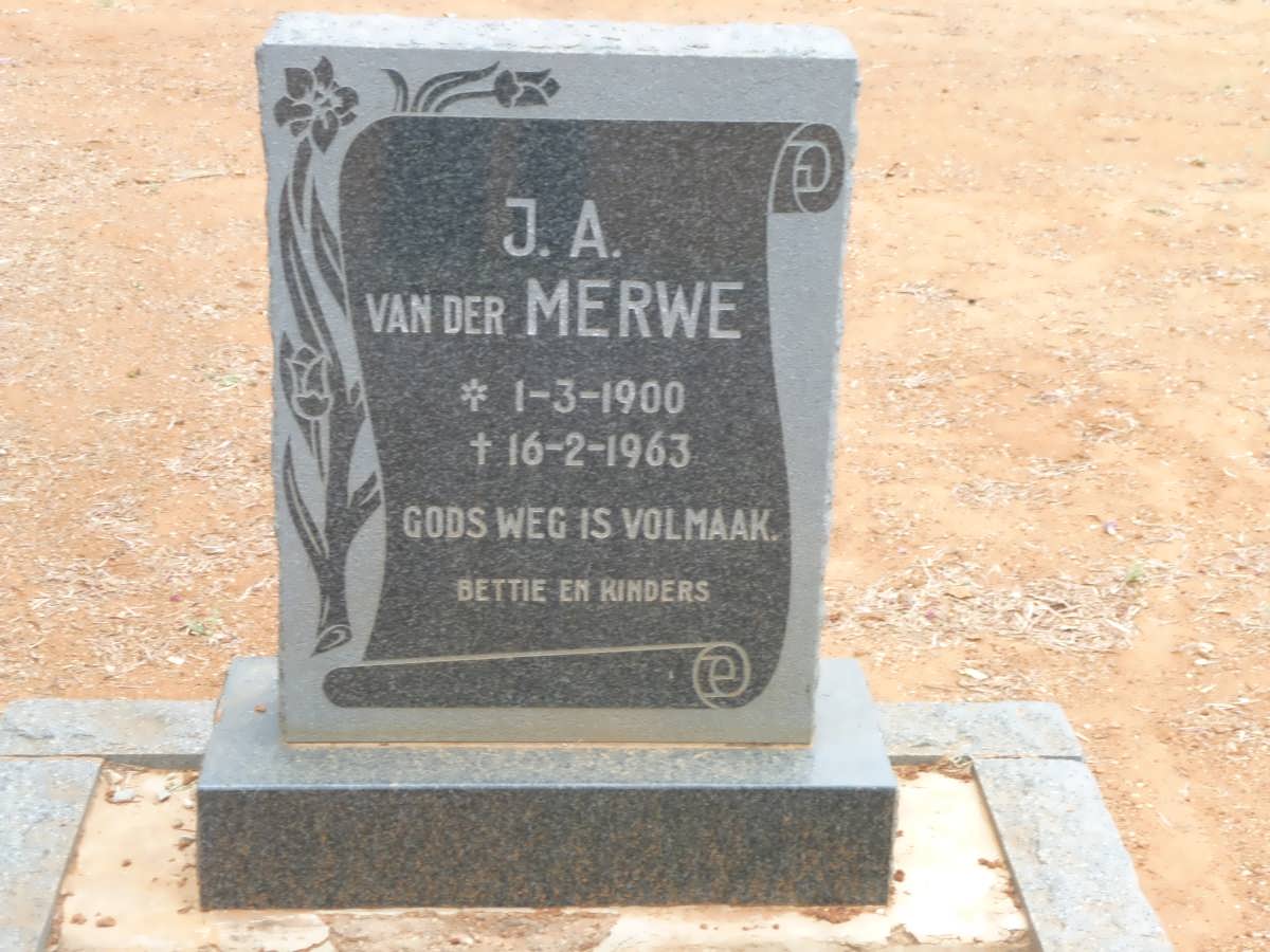 MERWE J.A., van der 1900-1963