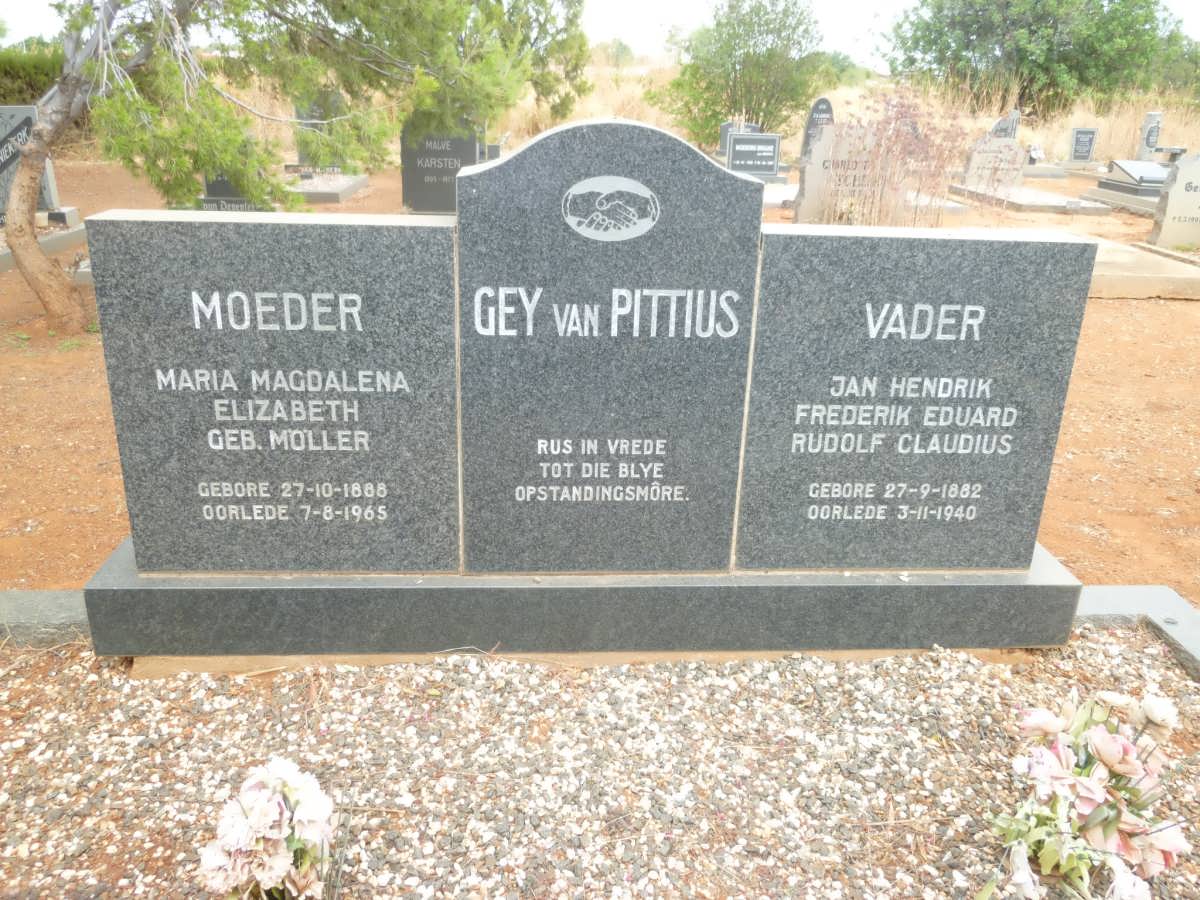 PITTIUS Jan Hendrik Frederik Eduard Rudolf Claudius, Gey von 1882-1940 &amp; Maria Magdalena Elizabeth MOLLER 1888-1965