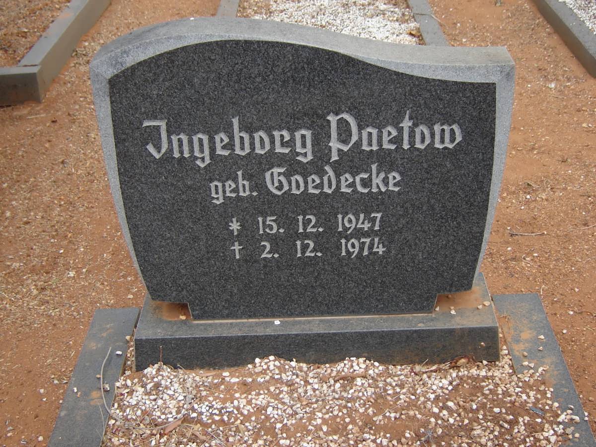 PAETOW Ingeborg nee GOEDECKE 1947-1974