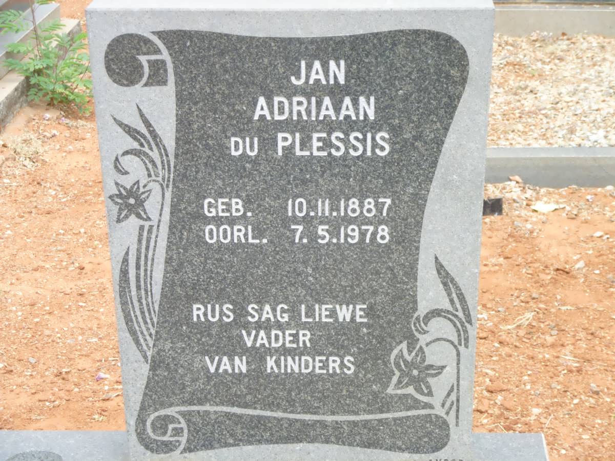 PLESSIS Jan Adriaan, du 1887-1978