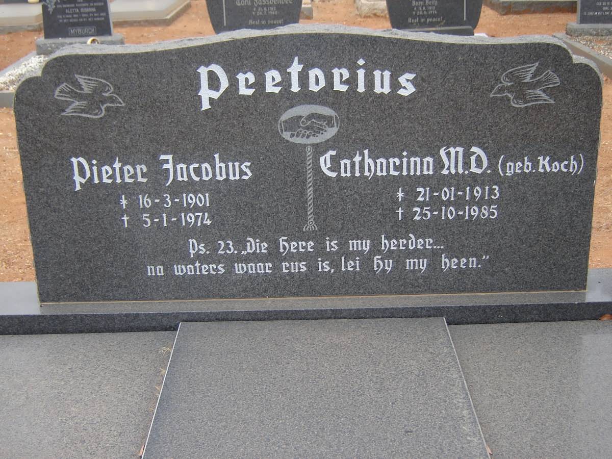 PRETORIUS Pieter Jacobus 1901-1974 &amp; Catharina M.D. KOCH 1913-1985